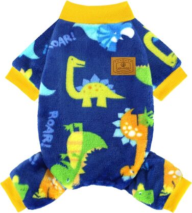 Піжама для собак XPUDAC, фліс, теплий зимовий костюм для собак, дівчаток та хлопчиків, розмір S, блакитний динозавр