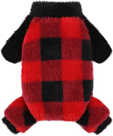 Піжама для собак з коміром-стійкою, флісовий пуловер для собак, зимовий, милий, одяг для маленьких собак, одяг для цуценят, комбінезон для домашніх тварин, чихуахуа, йоркширський тер'єр, одяг для котів (XS, червоний/подорож, однотонний (Getaway Solids), M