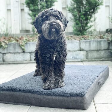 Ортопедичний килимок для собак Bobby, віскоеластична піна, знімний чохол, плюшеве хутро XL: 120x75 см, антрацит
