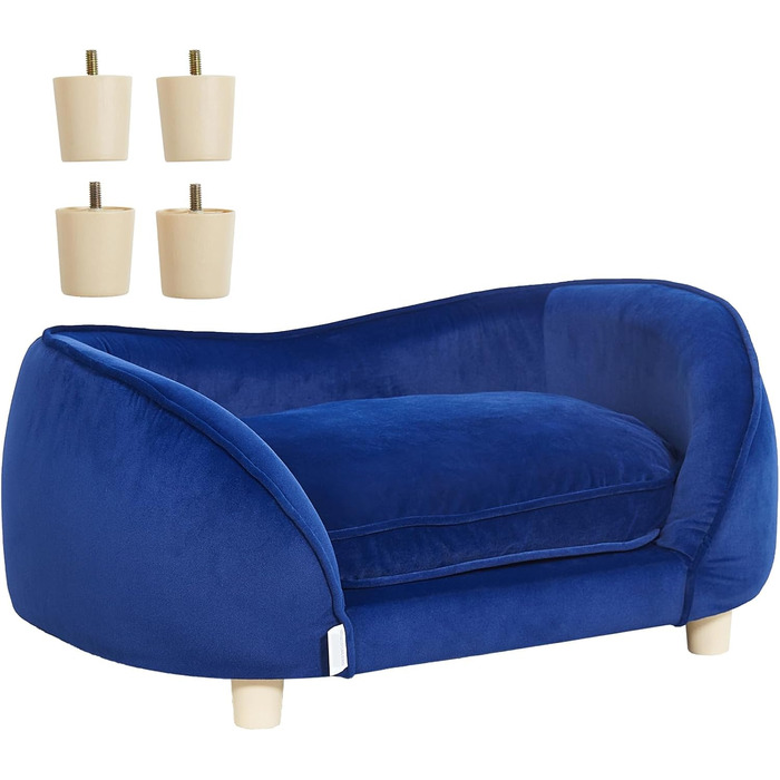 Крісло-лежанка для домашніх тварин VEVOR, лежанка для собак та котів середнього розміру, м'яка велюрова лежанка для собак, крісло для котів, що витримує до 37 кг, лежанка для домашніх тварин, темно-синій колір, розмір L (71 x 51 x 11 см)