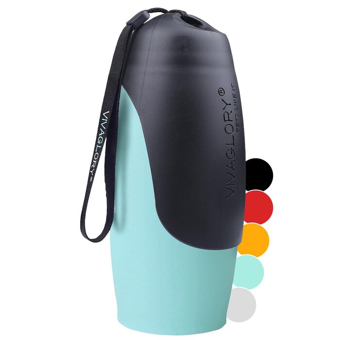 Водяна пляшка для собак VIVAGLORY Pawhike, 750 мл, нержавіюча сталь, блакитна - для прогулянок та подорожей