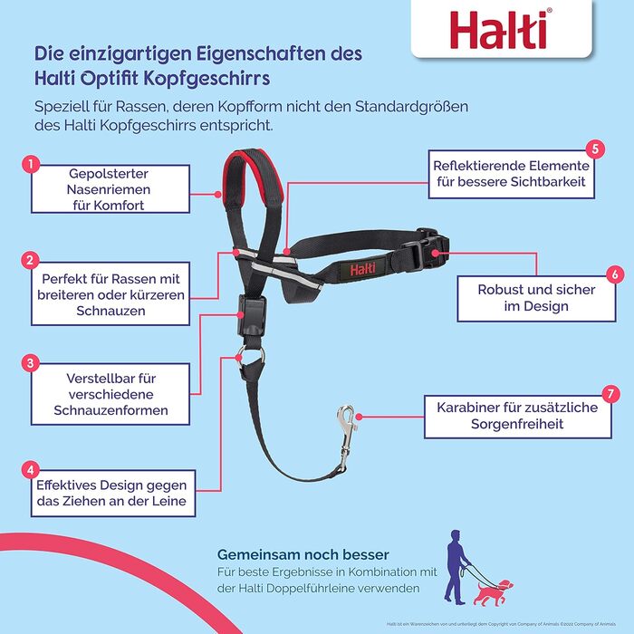 HALTI Optifit нашийник-упряж для середніх собак, анти-тяг, регульований, з м’якою накладкою на морду