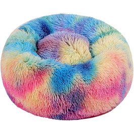 Кругле ліжко для собак та котів Chickw1, тепле м'яке ліжко-подушка, миється, антиковзаюча база, для маленьких, середніх та великих собак (Райдуга, 80см)