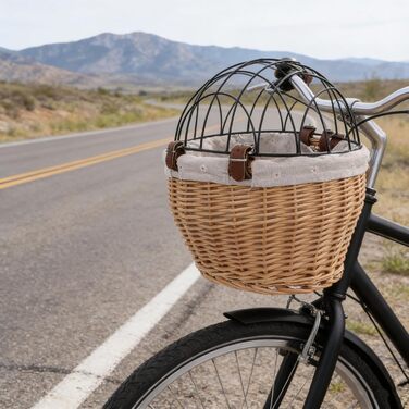 Mikinona Тримач для собак і котів на велосипед, ручної роботи з лози, з ременями, для переднього кріплення