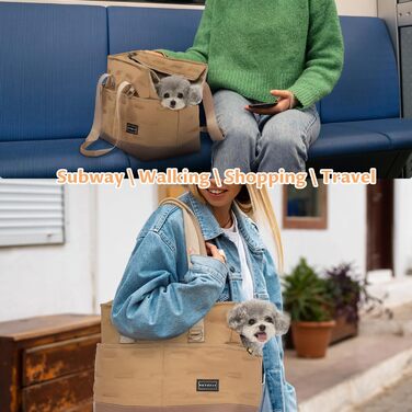 Petsfit складна сумка-переноска для собак і котів, шолдер, для цуценят і котенят, колір хакі
