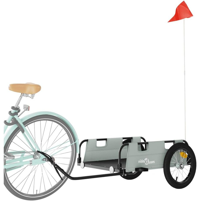 Причіп для велосипеда для собак, сірий, з оксфордської тканини та металу. Зручний для транспортування, легко монтується.