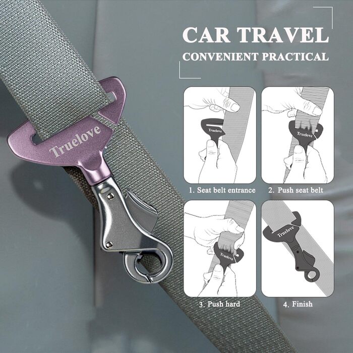 Посилений собачий нашийник-кріплення для авто, безпечна пряжка, сумісний з усіма авторемнями, для нашийників та шлейок, TLM1993-Lila