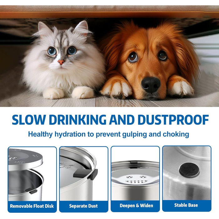 Нержавійна миска для собак 1L без розливання, повільне годування, для собак та котів маленьких та середніх порід