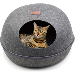 Стійка фетрова котяча хатинка-куб 25x46x51 см з м'якою подушкою, сучасна лежанка для котів і маленьких собак для сну та ігор, прана