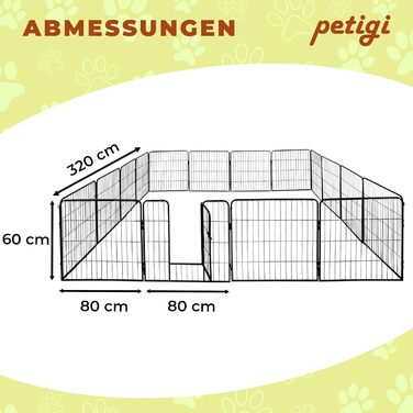 Вольєр для цуценят Petigi XL, 16 деталей, розмір елемента: 60x80 см, сталь з порошковим покриттям, вольєр для цуценят, клітка для собак, кроликів, морських свинок, котів, легкий у догляді