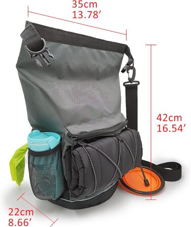 Водонепроникний мішок-ролтоп Beuniclo для корму для собак та подорожей, 350 мл, сірий