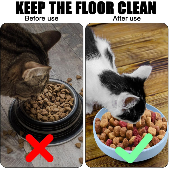 Набір з 4 миски для котів, 18 см, силікон, для сухого та вологого корму (блакитний, зелений, жовтий)