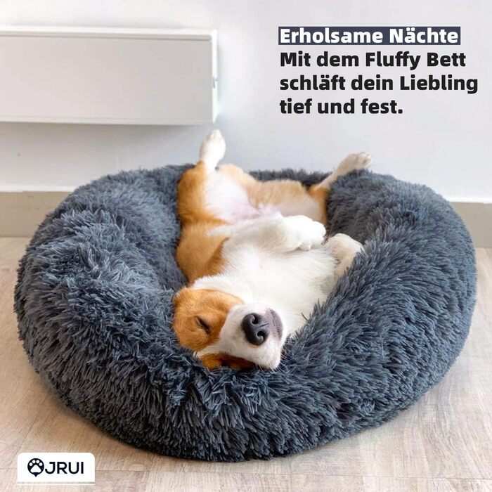 Ортопедичне ліжко для собак середнього розміру, миється, подушка для котів/собак, кругла, плюшеве ліжко-софа для собак/котів, 80x80x20 см, темно-сірий