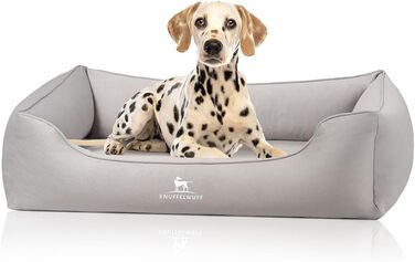 Ортопедичне собаче ліжко Knuffelwuff Oliver, M-L - М'яке, з ефектом замші, з Memory Foam, водовідштовхувальне, для собак маленьких та великих порід (120 x 85 x 25 см, Сірий)