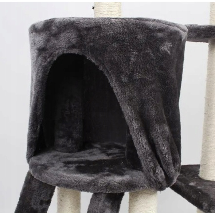 Ігровий комплекс для котів: дерево-драпалка з будиночком та лежаком, 138 см, F014