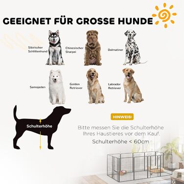 PawHut Вольєр для цуценят/собак з 12 секцій, 68x100 см, дверцятами, шпильками, захисним тентом, для використання в приміщенні та на вулиці