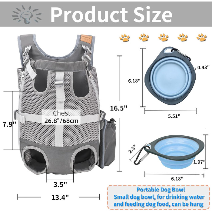 Рюкзак для собак сірого кольору