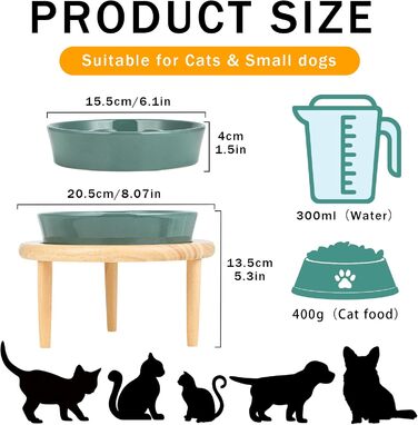 Миска для собак Anti Schling Napf з кераміки, піднята миска для собак, запобігає блювоті, інтерактивна миска для повільного годування для собак, котів та маленьких собак, темно-зелена, 15.5 см