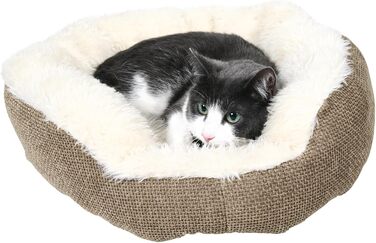 Тріксі лежанка для собак Юма, діаметр 45 см, коричнево-біла - м'яке ліжко з довгого ворсу - корзина для маленьких собак з інтегрованим подушечкою, 37041