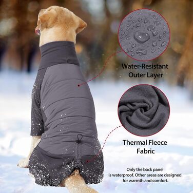 Зимовий теплий одяг для собак Dotoner: теплий комбінезон з флісовою підкладкою, вітронепроникний, з отвором для шлейки, для малих, середніх та великих собак, XL, сірий