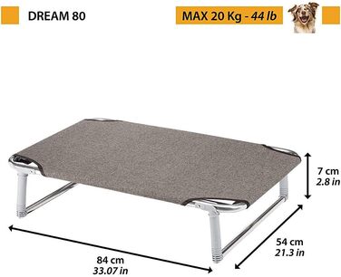 Ліжко для собак Ferplast Dream 80, 84x54 см, алюмінієвий каркас, тауп