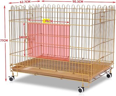 Клітка для собак, переноска для собак, складана, з металу, для маленьких та середніх собак (золота)