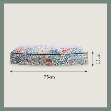 Матрац для собак Rosewood x Morris & Co. великого розміру, бордовий, з товстим шаром наповнювача, неслизький, можна прати, з принтом William Morris (Bower Berry Print, середній)