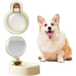 Водяна пляшка для собак Aimondow, 340 мл (12oz), бежева. Портативна миска для води для собак, вилка-поїльника для прогулянок, подорожей. Без витоку.