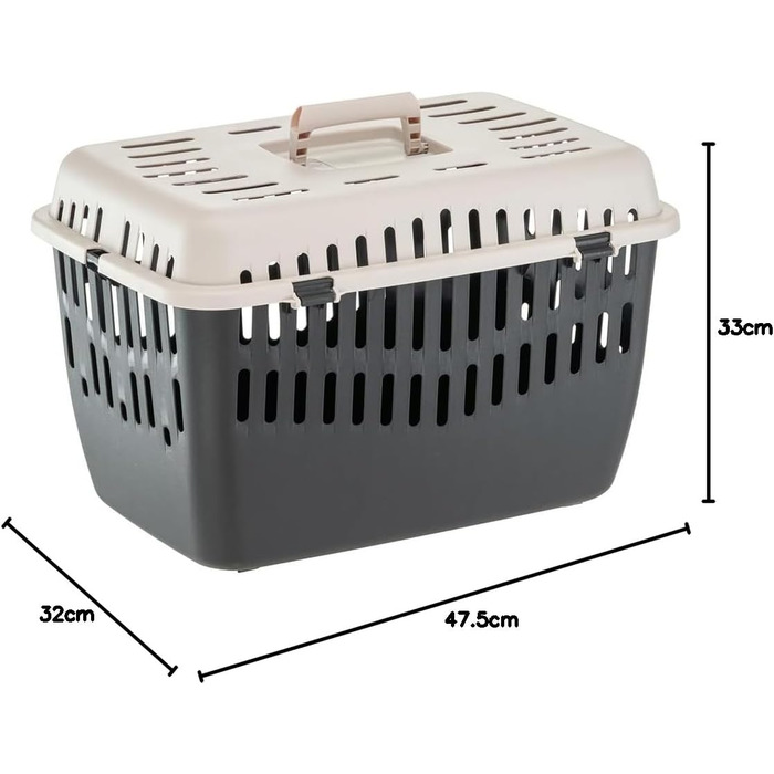Переноска для котів та собак Ferplast Binny 2, переноска для тварин, для маленьких собак та котів до 8 кг, складаний ручка (48 x 32 x 33 см)