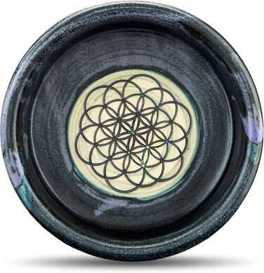 Керамічна миска для собак та котів KRAFTSPIRALE (зелено-блакитна) - ручної роботи, 0,6 л, 17-18 см