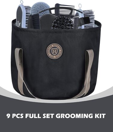 Набір для догляду за конем Harrison Howard, 9 предметів, блакитний (з сумкою)