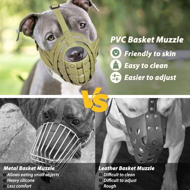 Майерзон Намордник для собак Пітбуль, Ротвейлер, Стаффордширський тер'єр - запобігання укусам, догляд за шерстю, дозволяє пити, зелений, розмір M (Snout Cir: 9.75'-11')