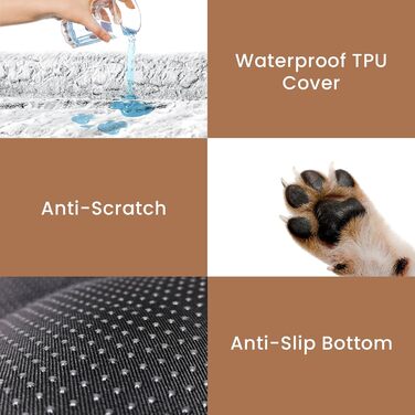 Лежанка для собак Deluxe, сіра, 76x56x8 см. М'яка, для великих собак, з щільного плюшу. Лежанка у ворітку для собак, зручна та тепла.