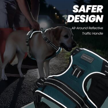 Нашийник для собак VIVAGLORY Easefit, анти-тягнучий, з ручкою, для тренувань та прогулянок, XS, оливковий (25-51 см окружність грудей)