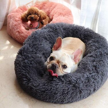 Розкішне собаче ліжко з піднятим бортиком, подушка для домашніх тварин зі знімним чохлом, для собак маленьких, середніх та великих порід, розмір L (S-50см, темно-сірий)