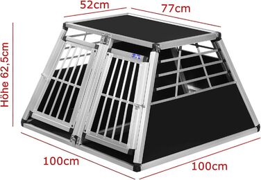 Транспортний бокс для собак Transportbox N56 з алюмінію, 100x100x62,5 см, з перегородкою та аварійним виходом, безпечний транспорт у багажнику