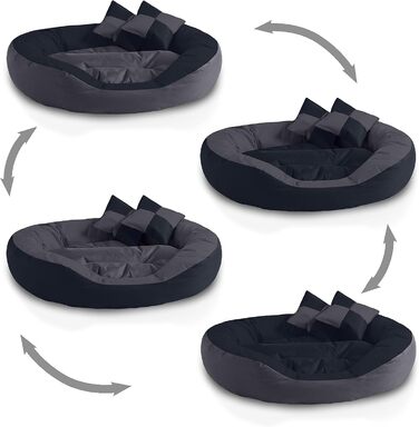 Кругле собаче ліжко BedDog® SABA 4в1, XL, Mocca/чорно-коричневий, 85x70x23 см, ROCK-FLOW (сірий/антрацит)