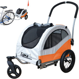Papilioshop Kuma – візок для собак, велосипедний причіп, переноска для собак, апельсиновий, легкий та стабільний