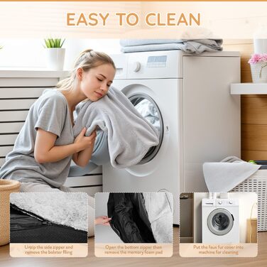 Крісло-мішок NESTROAD для собак та людей, 180x114x35 см, знімний чохол з штучного хутра, ковдра та подушка, сірий колір