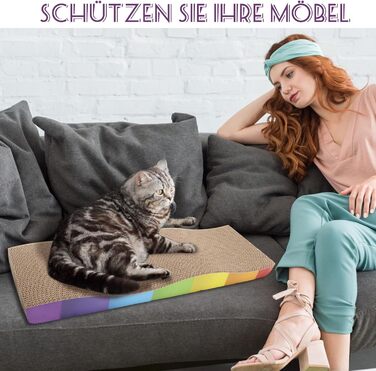 Котячі кігтеточки, 2 шт. Міцні картонні кігтеточки для котів з котячою м'ятою, перероблювана картонна підставка для дряпання котів 62.9 * 21.5 * 4.8 см, кігтеточки для догляду за кігтями