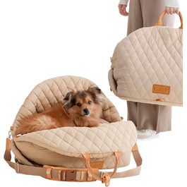 Автокрісло для собак - 3-в-1: сумка для подорожей, бустер та ліжко для авто - Миється, з неслизькими ременями безпеки - Підходить для передніх та задніх сидінь - Зручне автокрісло для тварин