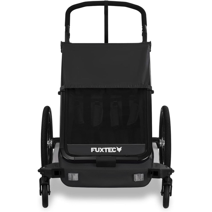 Фуктек Причіп для велосипеда Sportfux на 2 місця, з кишенькою, світловідбивачами, ручкою, захистом від дощу та сонця, складний, фіолетовий FX-FA1 (чорний)