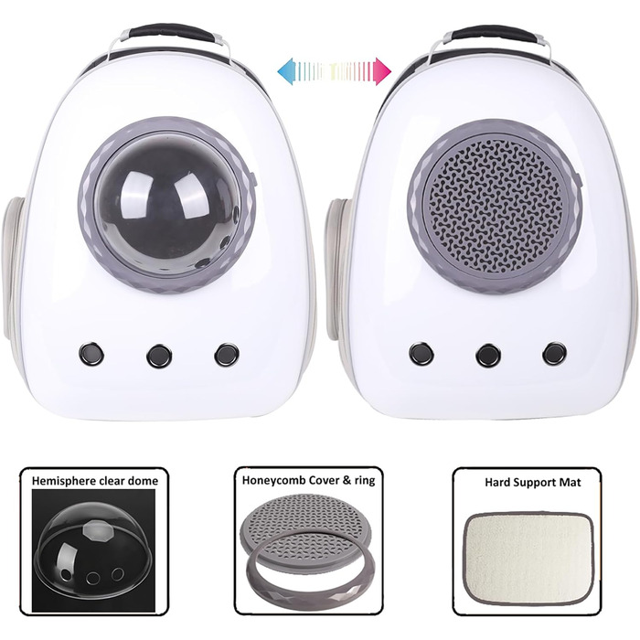 Рюкзак-переноска для котів та інших тварин, до 9 кг, з фронтальною розширенням, прозоре вікно, для великих котів, цуценят, кроликів