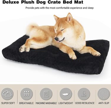 Клітка для собак середнього розміру, 76,2 см, чорна, з м'яким ліжком, 30'x20'x4', до 18 кг