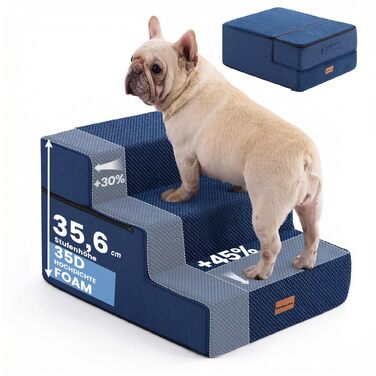Сходи для собак Gardner Pet 2-в-1, 3 сходинки, регульована висота 23/36 см, синій колір