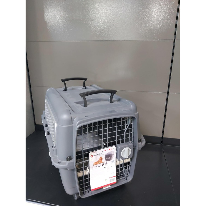 Клітка-переноска для собак Flamingo Lanta – темно-сіра, розмір L (56 × 80 × 59,5 см) | Безпечна, практична та комфортна переноска для вашого собаки