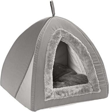Кігтечка для котів Dehner Findus, затишна печерка, 45 x 45 x 40 см, поліестер, сірий колір