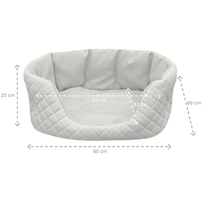Ліжко для собак Juelle з штучної шкіри, стежка, для середніх собак, м'яке ліжко, диван Queen S-XL (80x60 см, Білий)