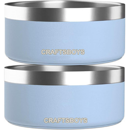 Миска для собак Craftsboys, подвійна стінка, нержавіюча сталь, нековзка, 907 г, для малих, середніх і великих порід, світло-блакитна
