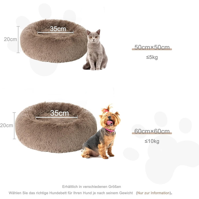 Кругле ліжко для собак та котів Lucky Sign, м'яке, тепле, 70 см, коричневе